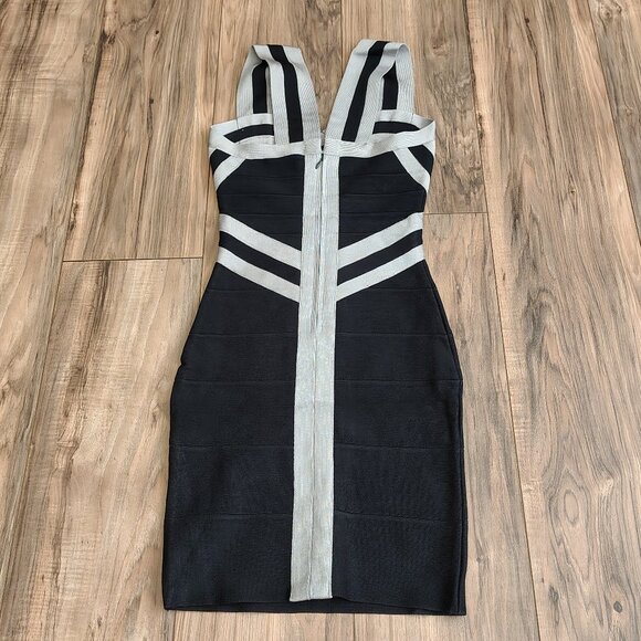 Rachael G Stretch Dress with Thick Straps, Black with Gray - Picture 7 of 12